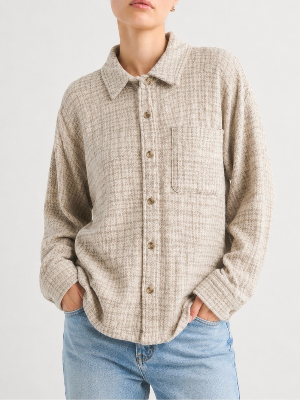 Abercrombie & Fitch soft A&F line plaid knit button up